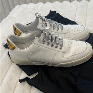 Versace White Sneakers with Black Logo Laces